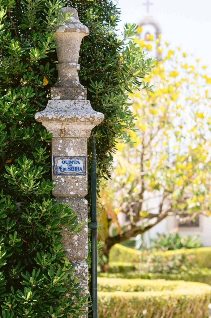 Detail of the main gate at the wedding venue Quinta do Pé da Serra near Cascais and Sintra