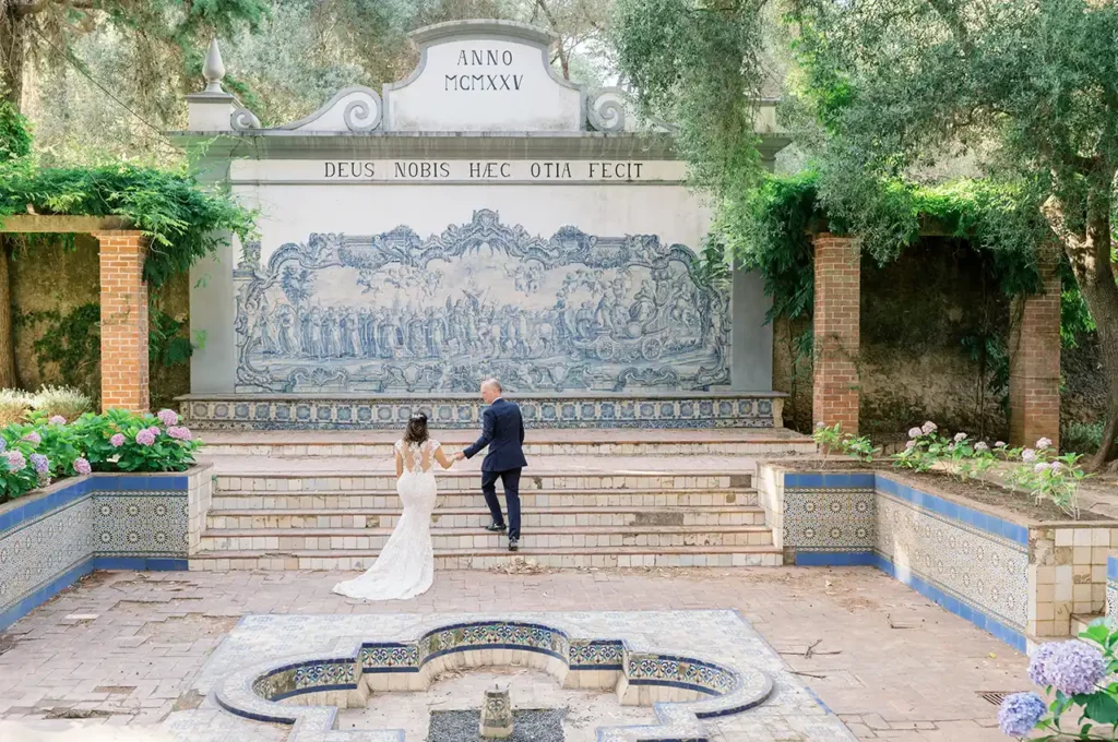 Fotografia de casamento parque Condes Castro Guimarães em Cascais